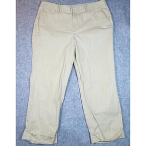 Lauren Ralph Lauren Womens Beige Solid Straight Chino Cropped Leg Size 14